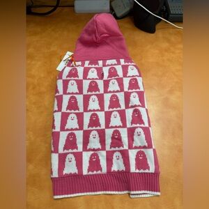 Pink Ghost Pattern Dog Hoodie